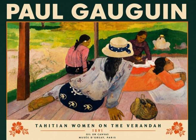 Paul Gauguin Tahitian Women on the Verandah No6 - Poszter