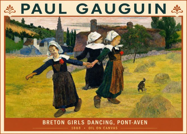 Paul Gauguin Breton Girls Dancing, Pont-aven No5 - Poszter