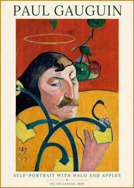 Paul Gauguin Self-portrait with Halo and Apples No1 - Poszter