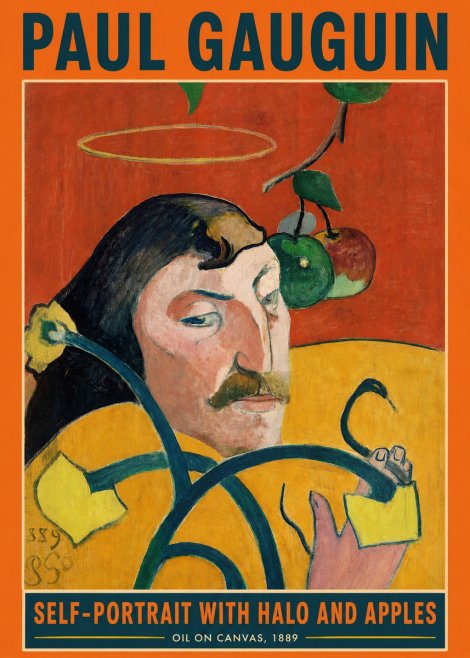 Paul Gauguin Self-portrait with Halo and Apples No2 - Poszter