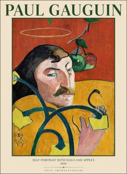 Paul Gauguin Self-portrait with Halo and Apples No6 - Poszter