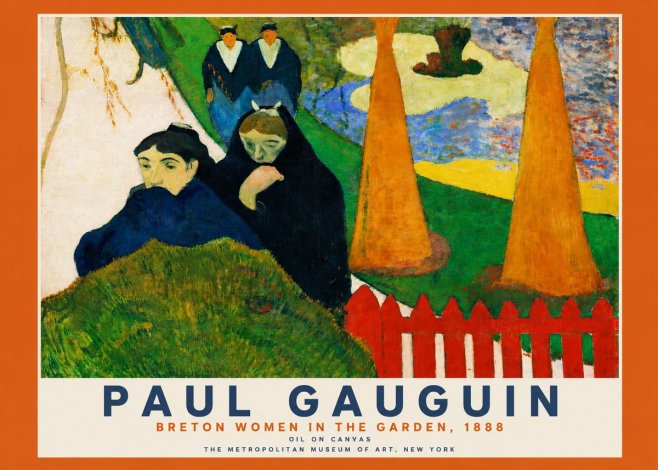 Paul Gauguin Breton Women in the Garden, 1888 No2 - Poszter