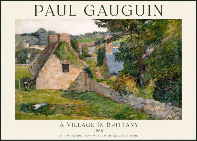 Paul Gauguin A Village in Brittany No1 - Poszter