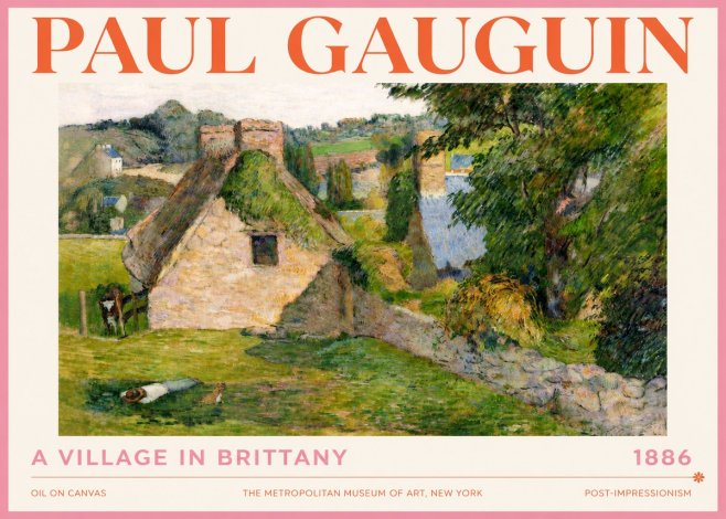 Paul Gauguin A Village in Brittany No4 - Poszter