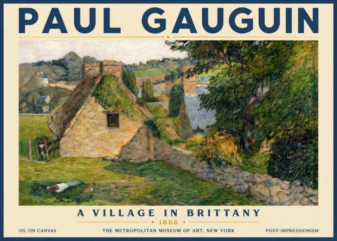 Paul Gauguin A Village in Brittany No5 - Poszter