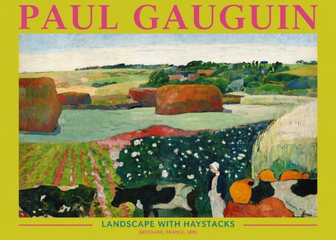 Paul Gauguin Landscape with Haystacks No3 - Poszter