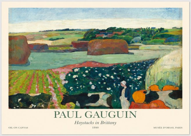 Paul Gauguin Landscape with Haystacks No5 - Poszter
