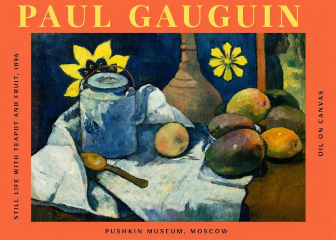 Paul Gauguin Still Life with Teapot and Fruit, 1896 No2 - Poszter