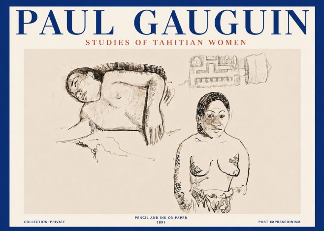 Paul Gauguin Studies of Tahitian Women No4 - Poszter