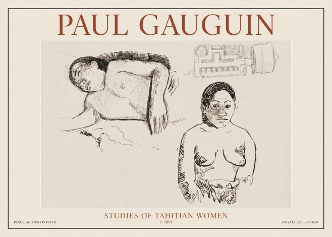 Paul Gauguin Studies of Tahitian Women No6 - Poszter