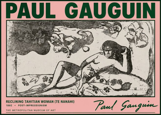 Paul Gauguin Reclining Tahitian Woman (Te Nanahi) No4 - Poszter