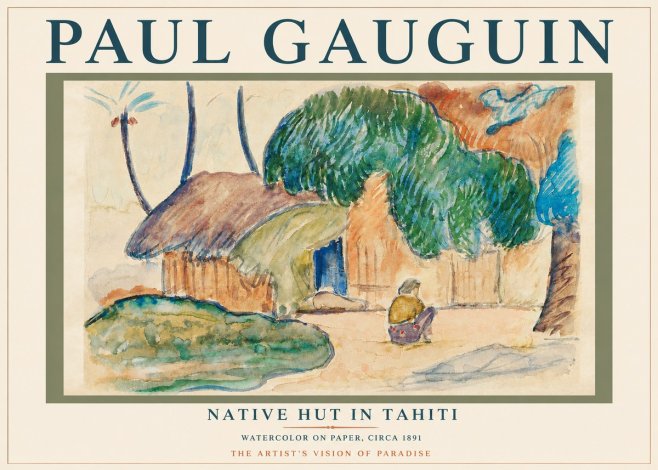 Paul Gauguin Native Hut in Tahiti No3 - Poszter