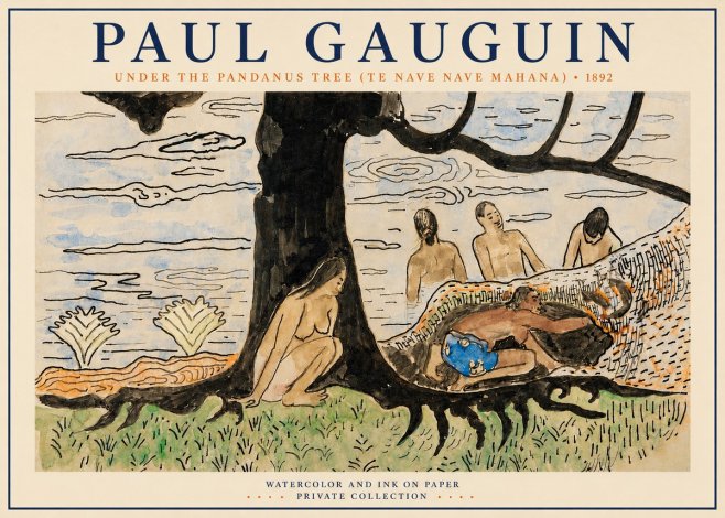 Paul Gauguin Under the Pandanus Tree (Te Nave Nave Mahana) No3 - Poszter