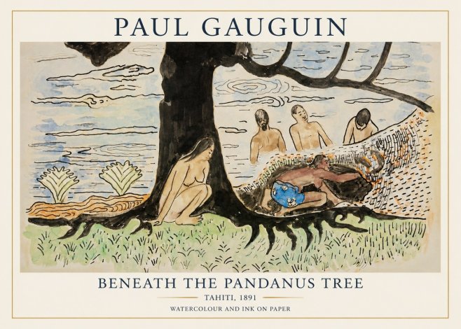 Paul Gauguin Under the Pandanus Tree (Te Nave Nave Mahana) No6 - Poszter