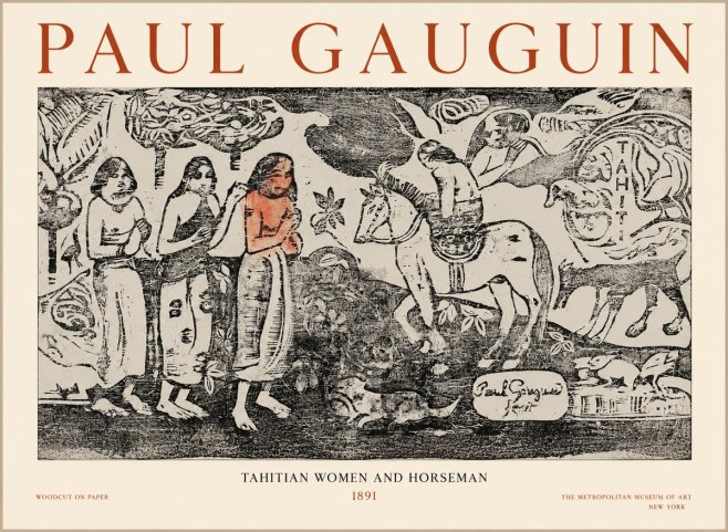 Paul Gauguin Tahitian Women and Horseman No1 - Poszter