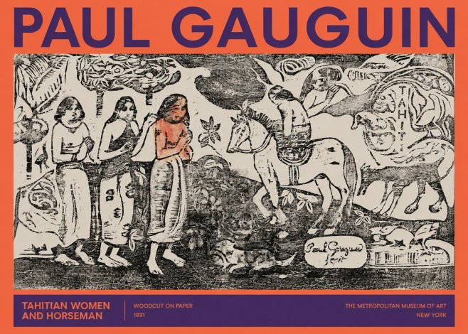 Paul Gauguin Tahitian Women and Horseman No2 - Poszter