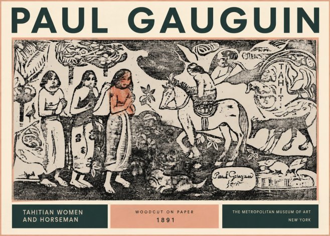 Paul Gauguin Tahitian Women and Horseman No4 - Poszter