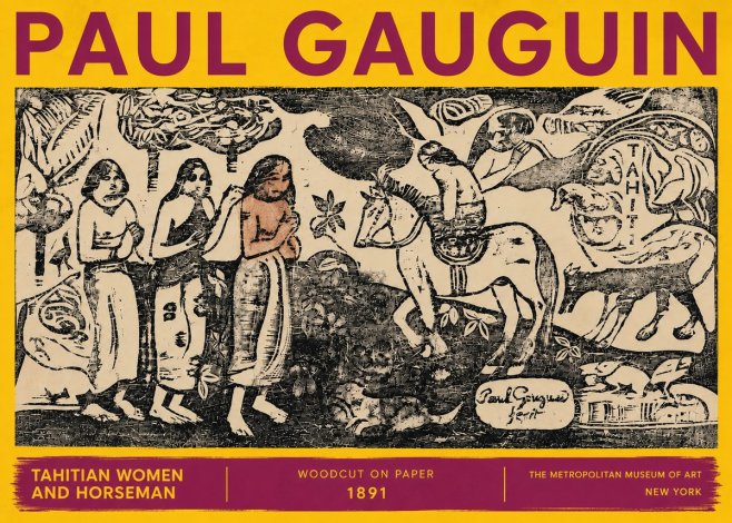 Paul Gauguin Tahitian Women and Horseman No6 - Poszter