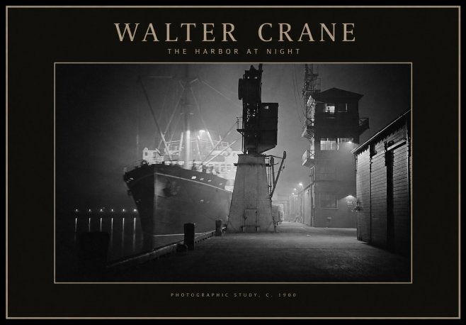 Walter Crane The Harbor at Night No1 - Poszter