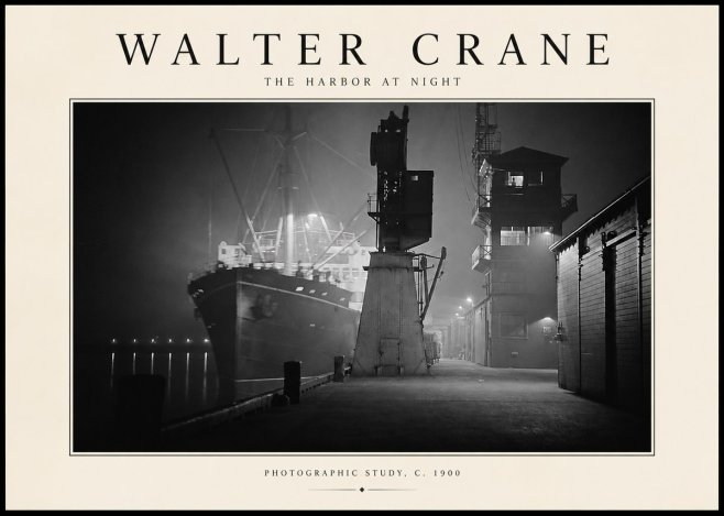 Walter Crane The Harbor at Night No2 - Poszter