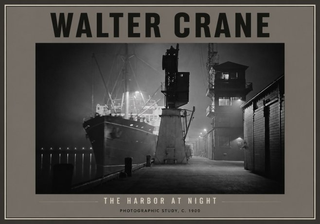 Walter Crane The Harbor at Night No4 - Poszter