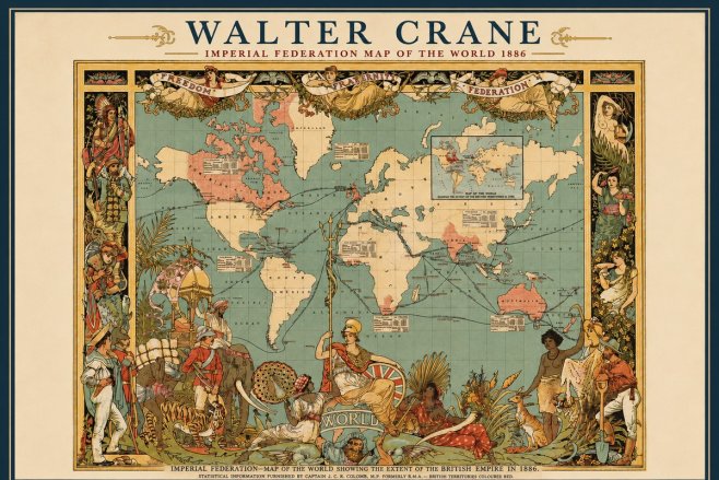Walter Crane Imperial Federation Map of the World 1886 No2 - Poszter