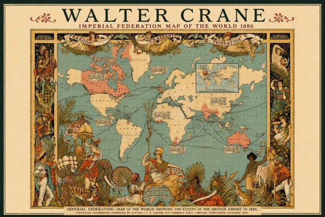 Walter Crane Imperial Federation Map of the World 1886 No6 - Poszter