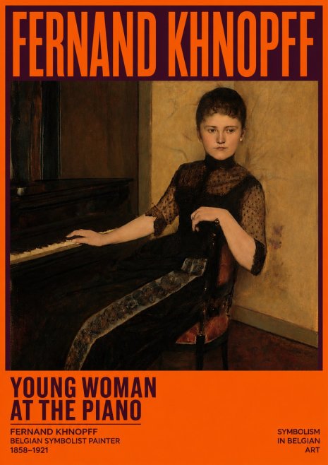Fernand Khnopff The Piano, 1889 No5 - Poszter