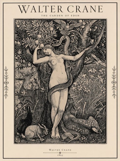 Walter Crane The Garden of Eden No1 - Poszter