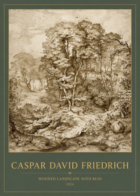 Caspar David Friedrich Wooded Landscape with Ruin No2 - Poszter
