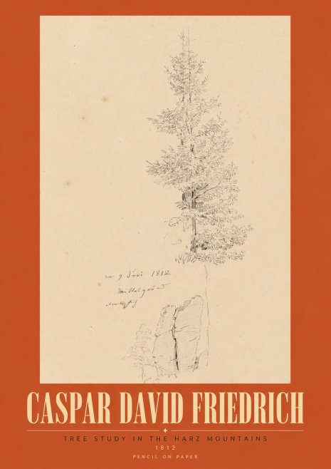 Caspar David Friedrich Tree Study in the Harz Mountains No3 - Poszter