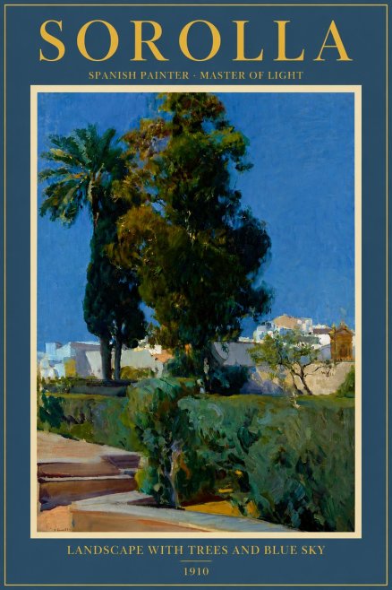 Sorolla Landscape with Trees and Blue Sky No4 - Poszter