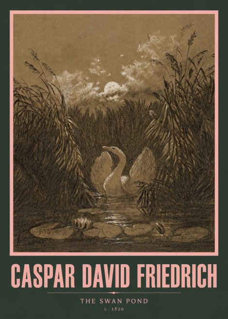 Caspar David Friedrich The Swan Pond No3 - Poszter