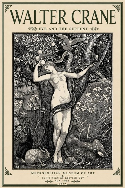 Walter Crane Eve and the Serpent No5 - Poszter