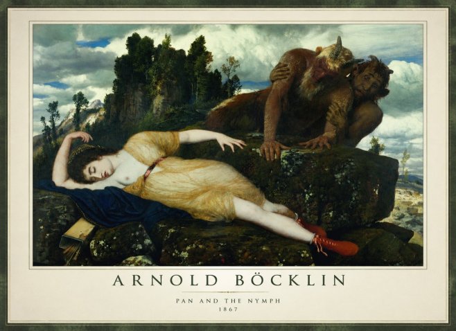 Arnold Böcklin Pan and the Nymph No1 - Poszter