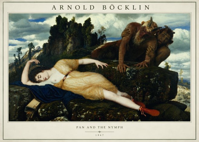 Arnold Böcklin Pan and the Nymph No2 - Poszter