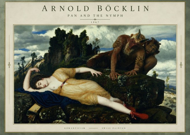 Arnold Böcklin Pan and the Nymph No3 - Poszter