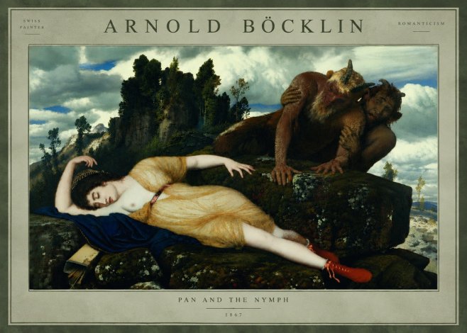 Arnold Böcklin Pan and the Nymph No5 - Poszter