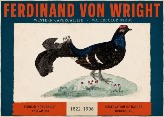 Ferdinand von Wright Western Capercaillie - Watercolor Study No2 - Poszter
