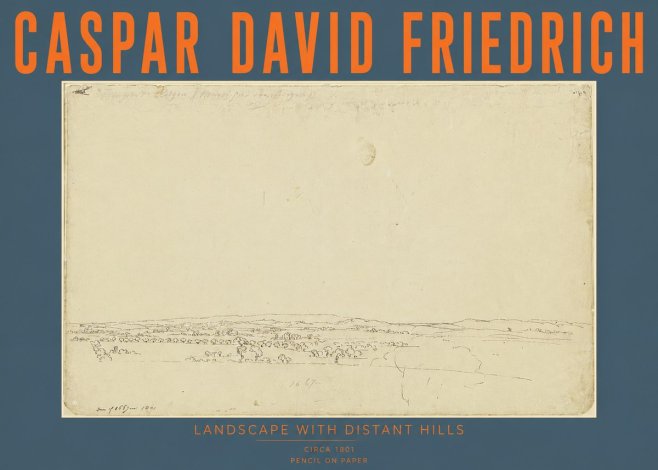 Caspar David Friedrich Landscape with Distant Hills No4 - Poszter