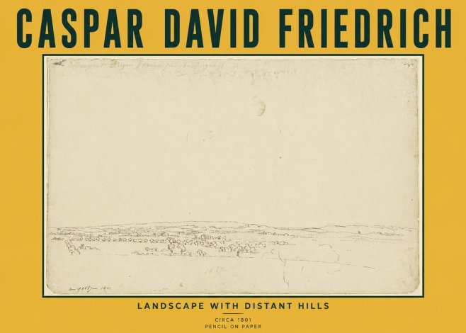 Caspar David Friedrich Landscape with Distant Hills No6 - Poszter