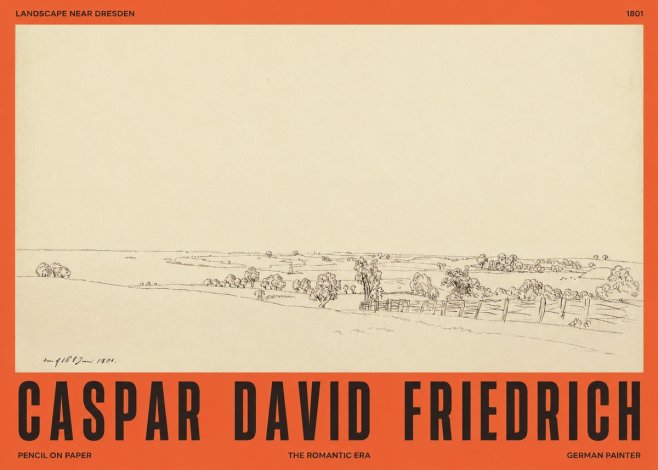 Caspar David Friedrich View of the Countryside Near Dresden No4 - Poszter