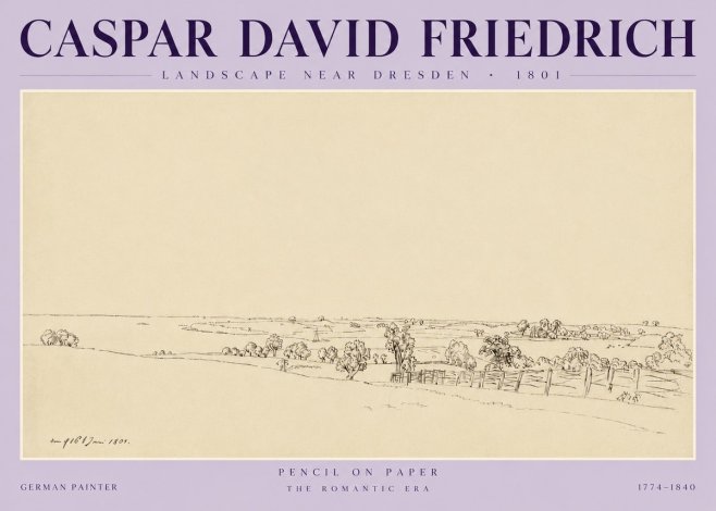 Caspar David Friedrich View of the Countryside Near Dresden No6 - Poszter