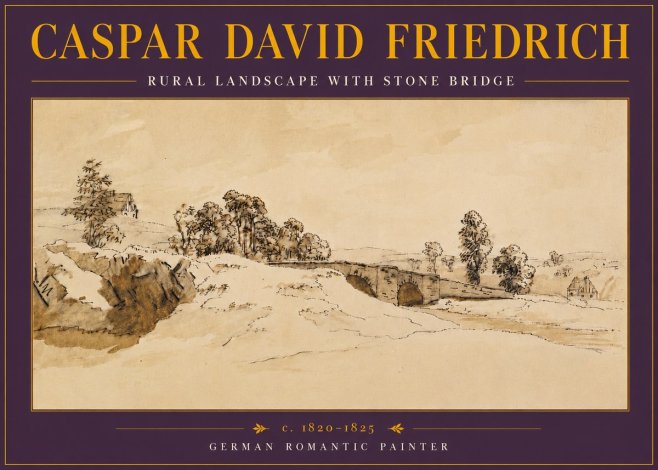Caspar David Friedrich Rural Landscape with Stone Bridge No5 - Poszter