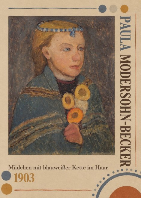 Paula Modersohn-Becker Mädchen Mit Blauweißer Kette Im Haar No4 - Poszter
