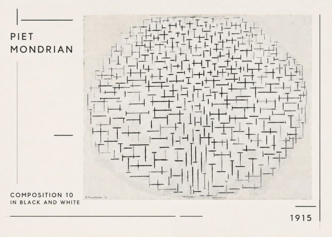 Piet Mondrian Composition 10 in Black and White No1 - Poszter