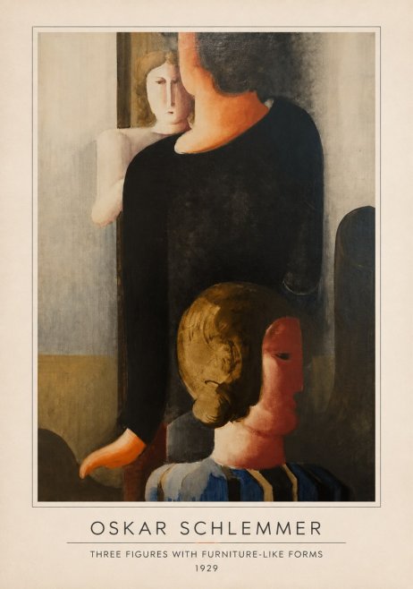 Oskar Schlemmer Three Figures with Furniture-like Forms No4 - Poszter
