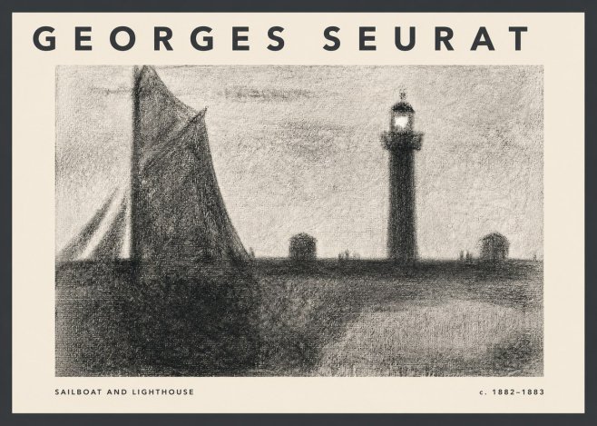 Seurat Sailboat and Lighthouse No2 - Poszter