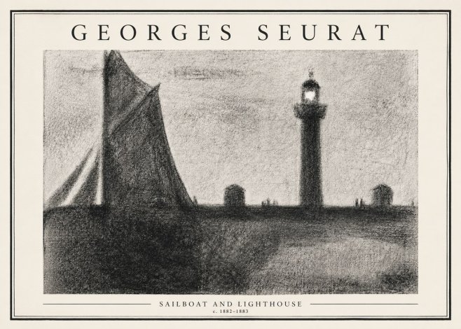 Seurat Sailboat and Lighthouse No3 - Poszter