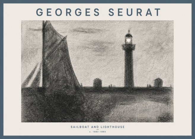 Seurat Sailboat and Lighthouse No4 - Poszter